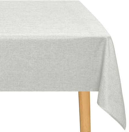 JIUZHEN Hellgrau Tischdecke Abwaschbar Tischdecken Leinenoptik für Esszimmer, Garten, Outdoor,Hochzeiten Wasserabweisend Tischtuch Eckig 110x140 cm