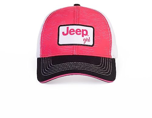 Jeep Girl Trucker Hat Custom Structured, 6-Panel, Pink, Pink/Weiß/Schwarz, Einheitsgröße