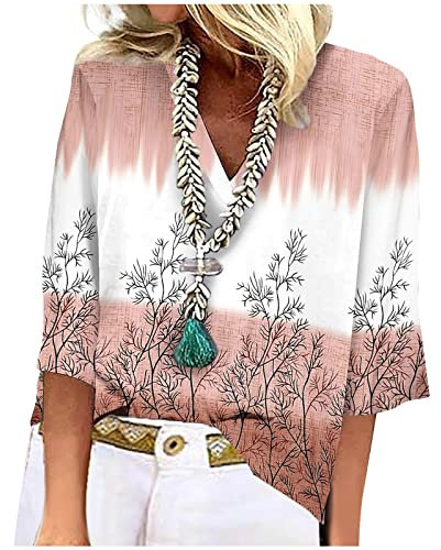 TIMEMEAN Chemise Blanche Femme Chemisier Et Blouse Femme Top Fluide Grande Taille Blouse Rayee Bleu Blouse Femme Coton Bouton Chemise Blanc Chemise Lin Femme Tunique Rose Femme Crup Top Femme Teee