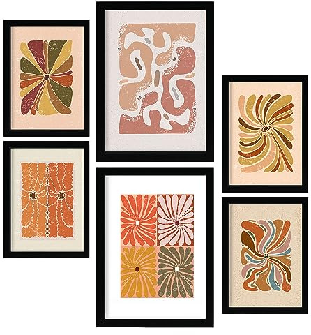 Nacnic Set von 6 Drucken abstrakter Blume ethnischen Stils in den Drucken im ethnischen Stil. Ästhetische dekorative Rahmen für Ihr Wohnzimmer, Schlafzimmer, Zuhause. Wandkunstdruck. Größen A4 und A3