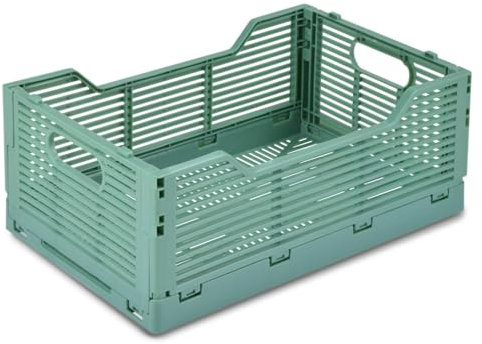 TIENDA EURASIA – Caja Plegable Apilable, Plástico Resistente Libre de BPA, se Puede Ensamblar y Desmontar Fácilmente, Rectangular, para Almacenaje, Armarios, Baño o Cocina (M, Salvia)