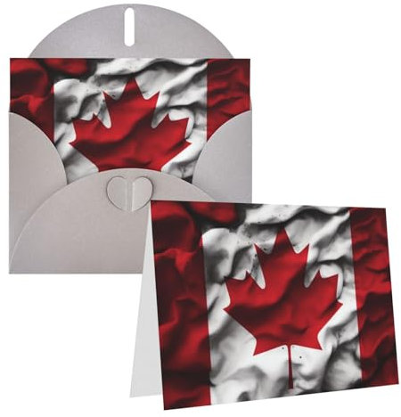 BONDIJ Grußkarten mit Umschlägen, Kanada-Flagge, Hintergrundbilder, Druck, Dankeskarte, blanko, Karten für alle Anlässe, Geburtstag, Dankeschön, Hochzeit, Urlaub, Partys und mehr, 10,2 x 15,2 cm