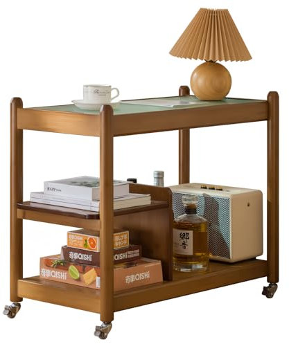 GHBXJX Holz Couchtisch mit Rollen, Couch Beistelltisch Schmal mit Stauraum, Kleiner Holztisch Wohnzimmer Coutstische, Sofa Tisch Stubentisch, Mobiler Kaffeetisch Sofatisch, Coffee Table, 70x36x58cm