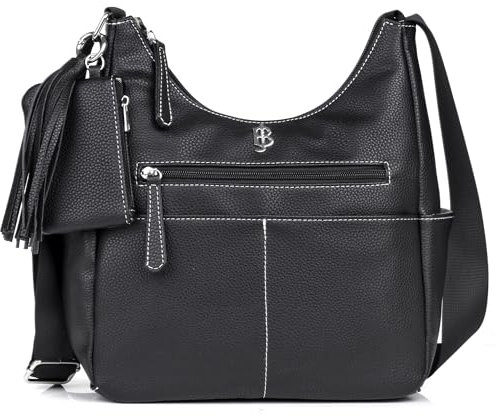 Julia Buxton Hobo-Tasche aus veganem Leder, Schwarz, Einheitsgröße