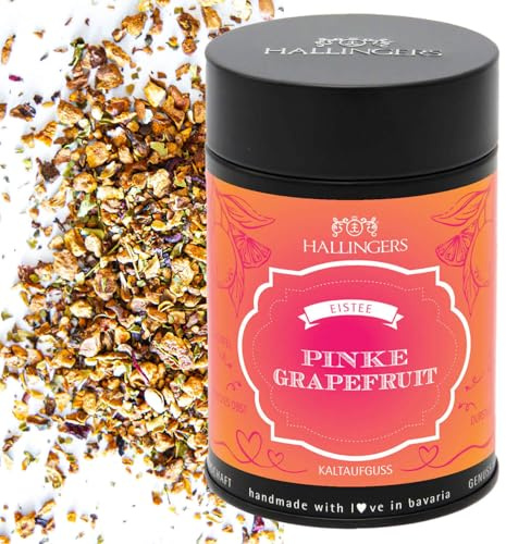 Hallingers Genuss Manufaktur Cold Tea Geschenk - loser Eistee als Kaltaufguss, Cold Brew edle Geschenk-Dose Pinke Grapefruit mit Grapefruit, Hibiskus & Orange, Geschenkidee für Frauen Männer