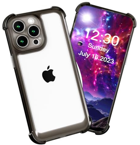BARALARIQIU Cover per iPhone 14 Plus Antiurto Trasparente PC Rigido Airbag Angolari Protezione della fotocamera Custodia Nero