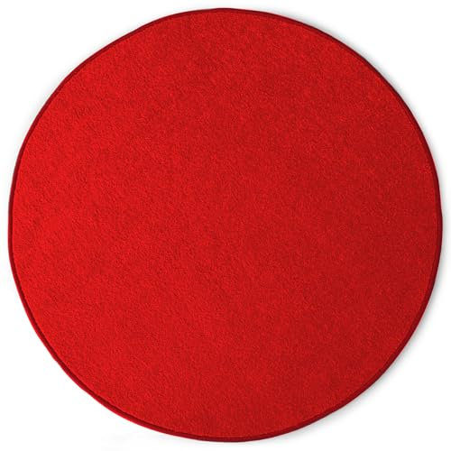 KARAT Teppich rund Ø 50cm Rot - Moderner Flauschiger Velours Kurzflor Teppich für Kinderzimmer - Spielteppich, Kinderteppich Krokodil