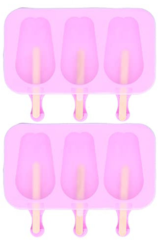 Tomotato Moule à Crème Glacée, Moule à Chocolat 3 Grilles, Silicone avec 2 Couvercles, 100 Bâtonnets en Bois en Forme de Lapin, for Glace Faite Maison