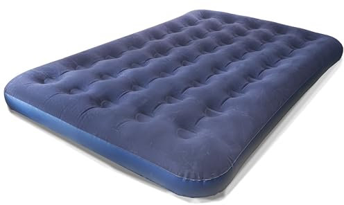 DIVCHI Double Air Bed | Inflatable Outdoor, Indoor Airbed, Quick Inflation, Flocked Double Size Air Mattress, Blue