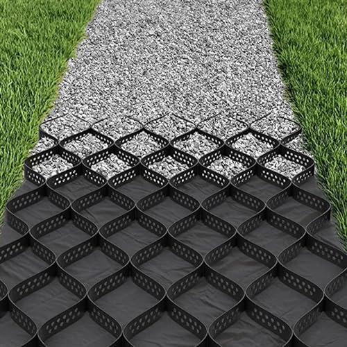 Stabilisateur Gravier Grille Géo pour Les Allées et Trottoirs en Gravier, Nid D'abeille Stabilisateur de Grille de Sol pour L'aménagement Paysager des Pentes, Géogrille de Remplissage D'herbe et de Ro