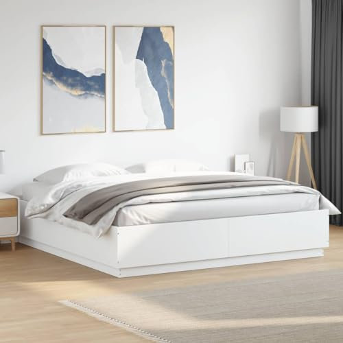 Faroom Holzbett Futonbett Bett 180x200 cm Bettrahmen Holzwerkstoff Einzelbett Doppelbett Bettgestell Weiß