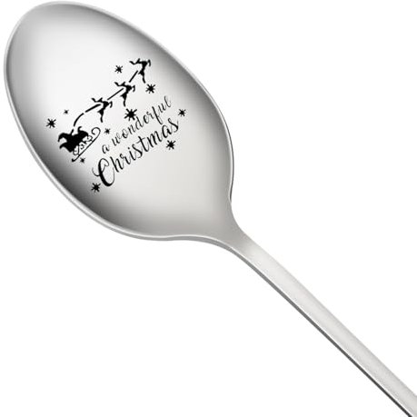 Christmas Coffee Spoon, Stainless Steel Christmas Teaspoons Xmas Dessert Tea Spoons with Reindeer Santa Patterns Xmas Spoons for Christmas Birthday Gifts A7BXGKFS