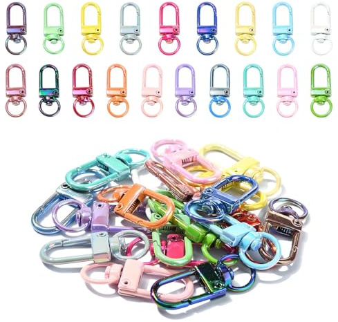 Airssory 19 Stück 19 Farben Drehverschlüsse Lanyards Karabinerhaken Clips für DIY Schmuck Schlüsselanhänger Herstellung Rucksack Geldbörse Handwerk Stoff Schuh Reißverschluss Pull Charms
