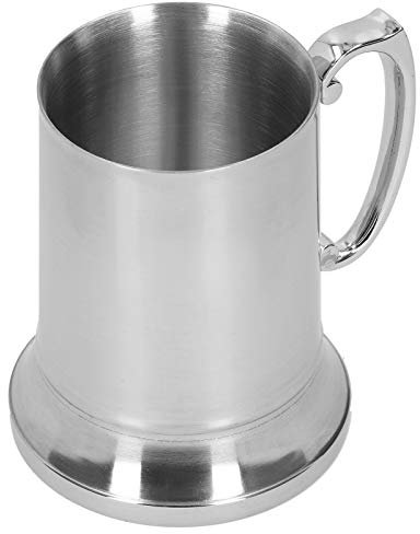 Jwthee Chope à bière en acier inoxydable, chope à bière en métal chope à bière classique chope à bière double couche tasse à cocktail pour fournitures d'hôtel de cuisine (560 ml)