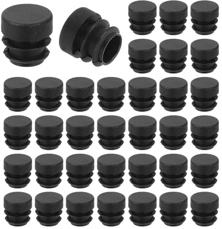 QUARKZMAN 36Pcs Embouts Ronds en Plastique, Bouchons d'Extrémité de Tube, 15mm (0,59 Pouce) pour Pied de Meuble, Protection de Glissement pour Chaise, Canapé, Table, Étagère, Noir