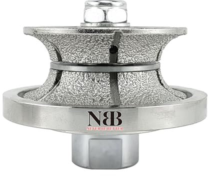 NBB Roue profilée diamantée fraise foret toupie diamant Meule de profil diamant avec capot en fer, profiler carreaux porcelaine céramique granit marbre pierre pour meuleuse d'angle (Full-Bullnose V20)