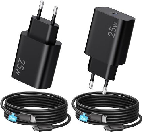 25W USB C Rapide Chargeur pour Samsung Galaxy S25 Ultra S24 S23 S22 S21 S20 FE Plus, A55 A54 A35 A25 A16 A15 A14, Note 20 10, Officiel Tab S8 S9, Charge Accessoires Prise Secteur + 2M Type C Câble