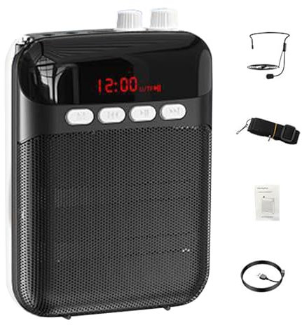 usefulbeauty Amplificador de voz portátil, amplificador de voz inalámbrico para profesores | Amplificador de voz portátil Sonido claro,Amplificador inalámbrico de correa ajustable con batería de larga