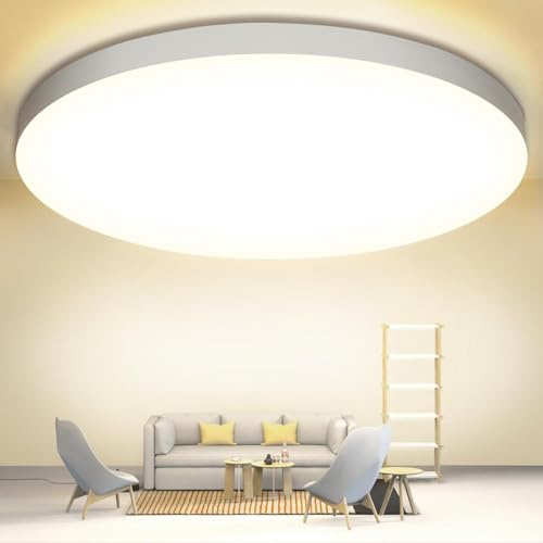 Ankishi Deckenlampe LED Deckenleuchte Flach Rund 48W 3000K Warmweiß Badezimmerlampe Decke 3200LM Super Hell Wohnzimmer Lampe Decke,Led Deckenlampe für Küchen,Schlafzimmer,Flur,Keller（40 * 40 * 2.5CM）