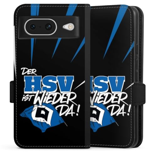 Klapphülle kompatibel mit Google Pixel 8 Handyhülle aus Kunst Leder schwarz Flip Case Hamburger SV Aufstieg HSV