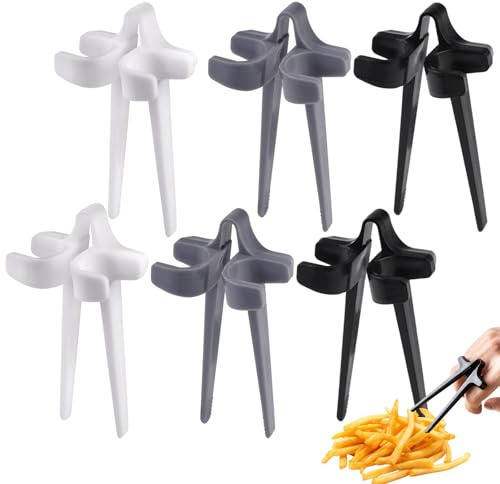 6 Stück Fingerstäbchen für Gamer, Hand-Free Snack Finger Chopsticks, 9.5cm Finger-EssstäBchen, Faule Hilfsstäbchen, für Arbeit Spiel Spielen, um die Hände Sauber zu Halten (Schwarz, Weiß, Grau)