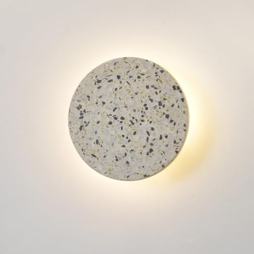 Wandlampe Rund Flach,Led Beton Wandlampe Weiss,Minimalistische Mondlampe Wand Schlafzimmer ,8W Warmweiß für Flur,Bett,Wohnzimmer,Treppenhaus,Gästezimmer,Bad,Nachttischlampe Wandmontage,3000K,1Pcs