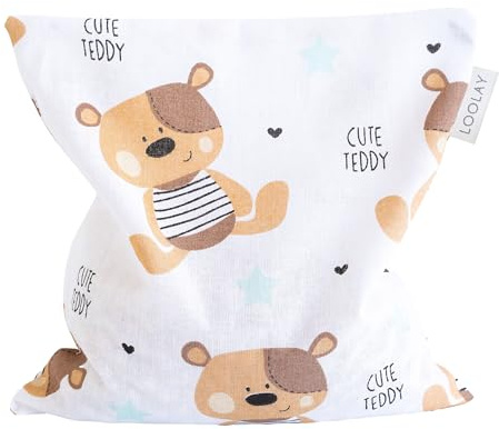 LOOLAY Kirschkernkissen Mikrowelle 20x20 cm – Wärmekissen aus 100% Baumwolle – Kirschkern Kissen Ideal bei Muskelverspannungen oder Menstruationsbeschwerden (teddy)