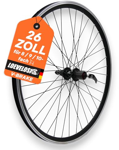 MTB Hinterrad 27,5 Zoll Fahrrad Laufrad - Scheibenbremse 6-Loch - QR 9/10×135 - Shimano HG 8-9-10-11-Fach – Alu Felge & Nabe - 36 Speichen - Schwarz - LOEVELOSI