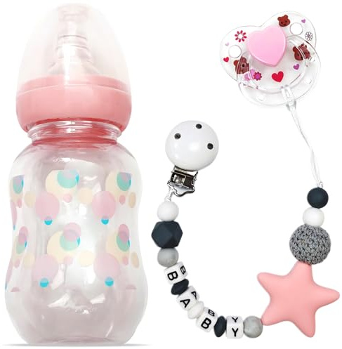 3Pcs Baby Doll Accessories Set Includes Baby Doll Bottles Magnetic Pacifier and Pacifier Chain Toy Set Feeding for Accessories Bottl
