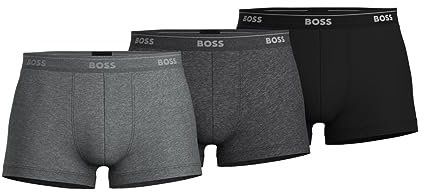 Hugo Boss Men's 3-pack Cotton Trunk3 ?????3? ? ???paquete De 3 Baúles De Algodón.3 ???????????? ?? ?????? ?????3er Trunks, New Grey/Charcoal/Black, S UK