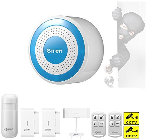 JC 433MHz Security Wireless DIY Standalone Alarm Siren Kit Multi-Function Alarm Host with PIR Detector, Door Window Sensor, Remote Controller, Water Leakage Sensor and Warning Sticker