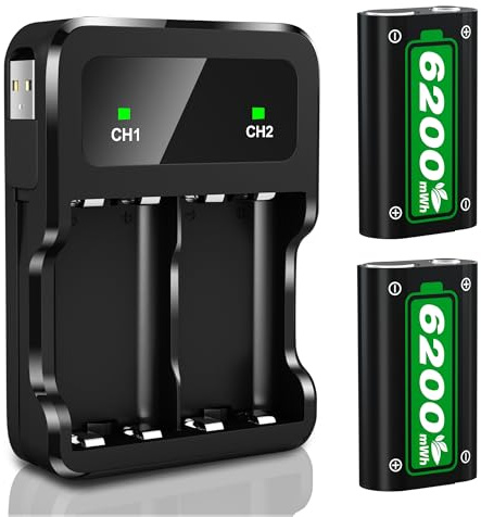 Ponkor Rechargeable Battery Pack for Xbox Controllers, 6200 mWh Fast Charging Kit for Series X|S & Xbox One