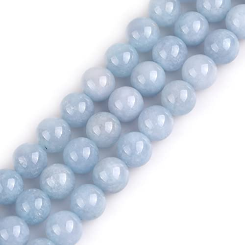 GEM-Inside 12mm Semi-Aquamarine Blue Jade Stone Gemstone Semi Precious Beads for Jewellery Making 15''