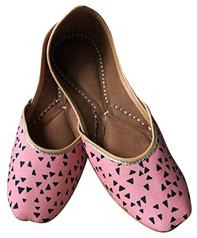 Indian Ethnic Embroidered Jutti Mojari Ballet Flats Traditional Pink Pump Shoes for Women pink Size: 7 UK