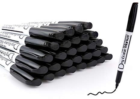 Volcanics Schwarze Whiteboard-Stifte Trockenlöschmarker mit geringem Geruch Feine Spitze 30 Stück