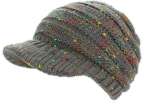 dy_mode Strickmütze Damen Schirmmütze Winter Mütze Einfarbig Bunt - A082 (A315-Khakigrau)