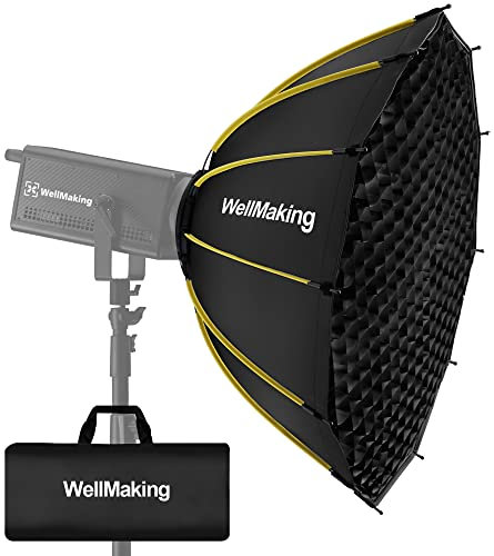 WELLMAKING 85 cm faltbare Dodecagon-Softbox mit Bowens-Halterung. Set inklusive Wabenraster, für Portrait- oder Produktfotografie, Studioblitz, Monolight, Portrait- und Produktfotografie