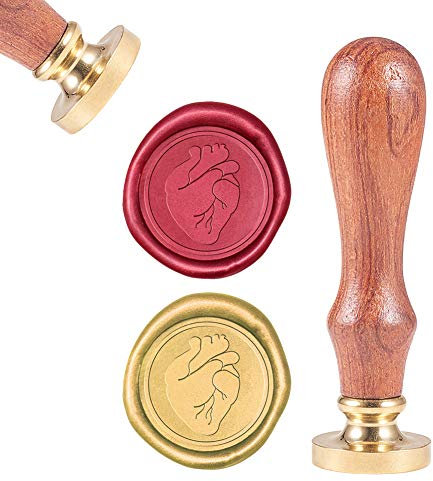 craspire Wachs-Siegel-Stempel, Siegelwachsstempel Herz-Orgel-Muster Retro Holzstempel Wachssiegel 25 mm Abnehmbar Messingdichtung Holzgriff Für Umschläge Einladungen Hochzeit Verschönerung