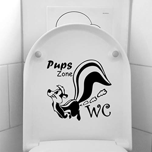 myrockshirt Lustiges pupsendes Stinktier Pups Zone WC ca 28cm Aufkleber Klo Toilette Sticker Lustig Profi-Qualität ohne Hintergrund Deko