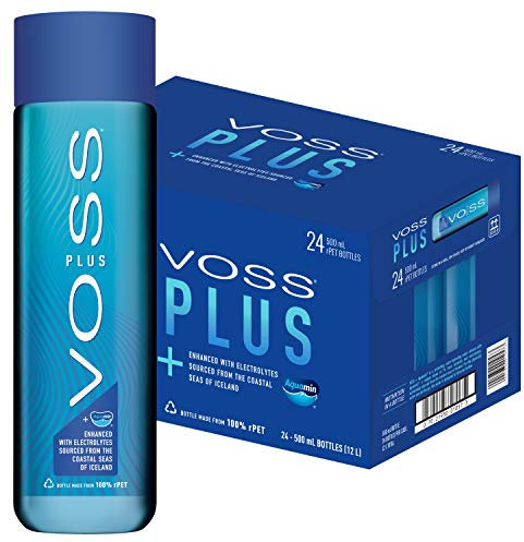 Voss Water, VOSS UK Plus, Artesian Still Water with Aquamin, Minerals and Electrolytes, Bulk pack of 24 x 500 ml