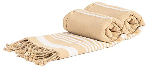 Nicola Spring Deluxe Cotton Turkish Bath Towels - Natural - 157 x 87cm - Pack of 2 - Lightweight Absorbent Large Adults Kids Drying Sheet Swimming Pool Towel for Beach, Bathroom, Gym, Shower, Sauna