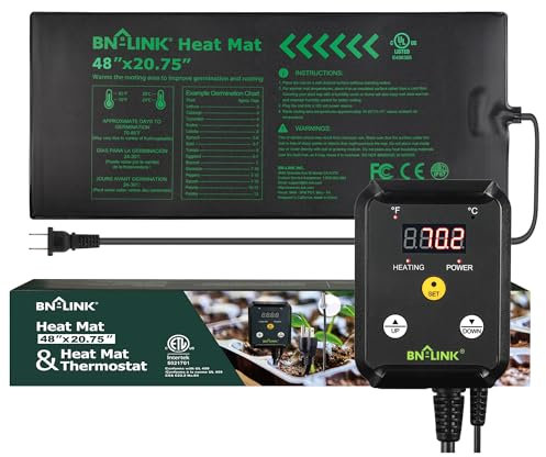 BN-Link Durable Seedling Heat Mat Heating Pad 48 x 20.75 with Digital Thermostat Controller Combo Set Waterproof for Indoor Seed Starting and Plant Germination