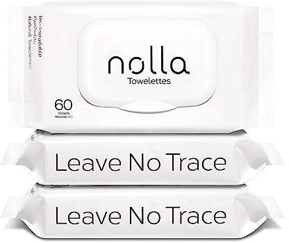 Nolla Flushable Wipes - 100% Plant-Based and Biodegradable - Soft, Unscented + Soothing Aloe and Vitamin E - For Adults and Kids 180 Count (3 Packs of 60)
