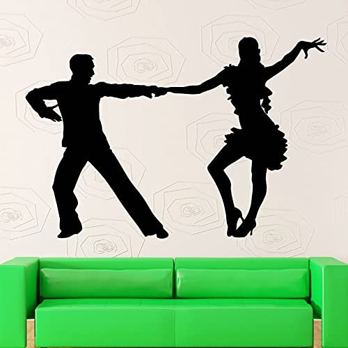 QIANGTOU Latin Dancers Dancing Silhouette Wandaufkleber Girl & Man Dance Home Wohnzimmer Mode-Stil Dekorative Wand Poster Vinyl 75x103cm