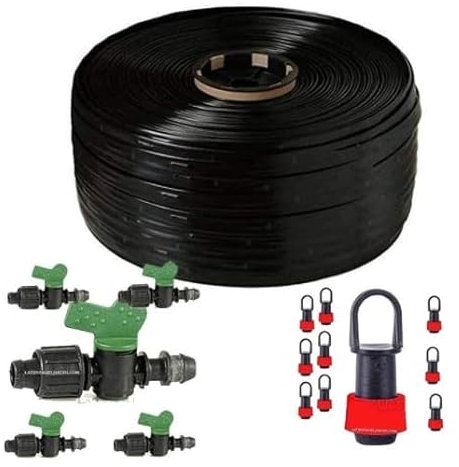 Suinga Pack 250 m Cinta de RIEGO POR GOTEO 16mm. GOTEROS CADA 30 cm + 5 Llaves conexión a tubo principal + 10 tapones