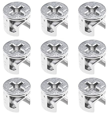 OTOTEC Möbelverbinder, Nockenschloss, Mutterverbinder, Beschläge, Zinklegierung, Möbelzubehör für Schränke, Schubladen, Kommoden, Kleiderschrank, Silber, 50 Stück