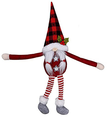 Super Idee Weihnachten Wichtel langes Bein und Arm Streiche Puppe Zwerg Wichtel Figuren Weihnachtswichtel Biegbare Bewegliche Elfe Geschenk für Kinder Junge Mädchen (Rot)
