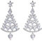 GAUEIOUR Christmas Tree Earrings,925 Silver Needle Christmas Tree Earrings, Luxurious Glittering Rhinestone Christmas Tree Pendant Earrings, Holiday Ornaments, Gifts for Women and Girls (Silver)