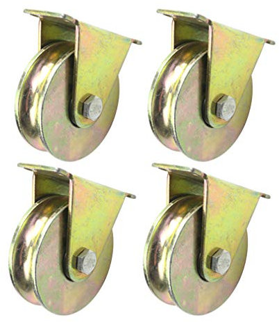 YANYUESHOP 4-teiliges U-Typ-Stahl-Flaschenzug-Stummlager, Rillen-Gleitrollen-Schienenrad, 600 kg Tragfähigkeit, für umgekehrte Schiene, Rolltor, Industriemaschinen, Drahtseilschiene