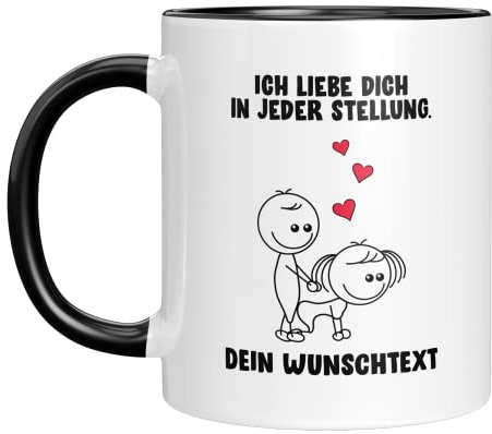 TassenTicker - Tasse lustig personalisiert - Geschenk für Frauen Männer Freund Freundin - Jahrestag - Hochzeitstag - Verlobung - lustige Geschenkidee - Valentinstag - Valentinstagsgeschenk (Schwarz)